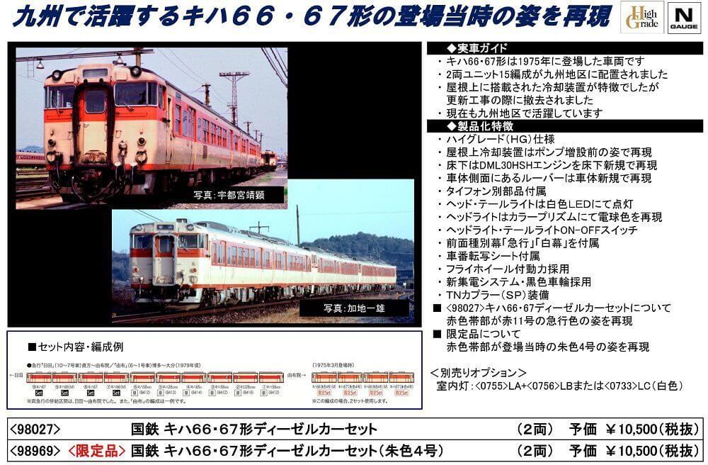 TOMIX 98027 国鉄 キハ66・67形ディーゼルカーセット【カタログ