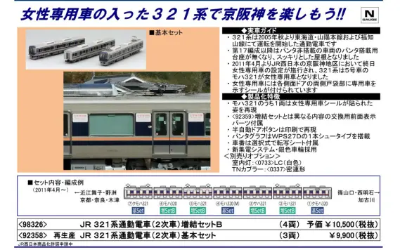 Tomix 98205/98246 321系　限定版 TOMIX】新製品発表 2019年5月 321系2次車、223系、115系弥彦色、E3系