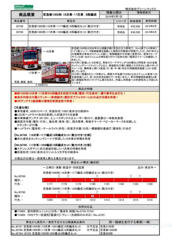 GM 京急新1000形（17次車・1209編成）8両編成セット（動力付き）品番