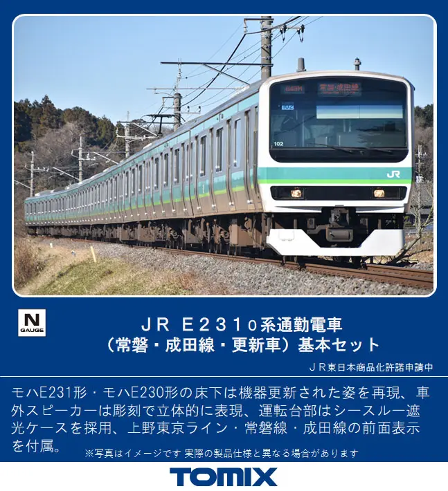 JR E231-0系通勤電車(常磐・成田線・更新車)基本セット 品番：98447