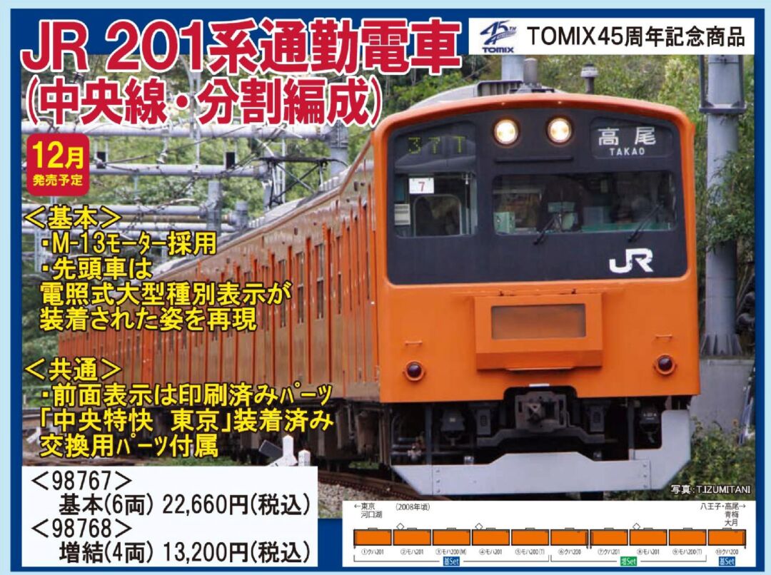 TOMIX 201系通勤電車(中央線・分割編成)基本セット 品番:98767