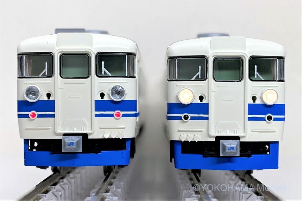 475系（北陸本線・新塗装・ベンチレーターなし）が入線しました。TOMIX