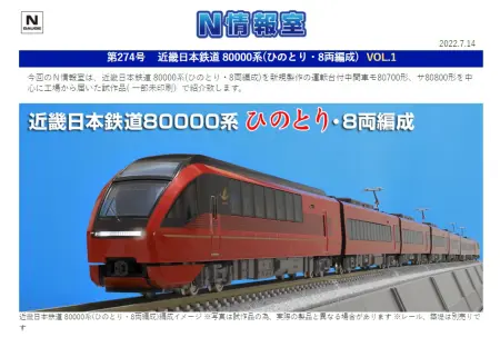 TOMIX 近畿日本鉄道　80000系ひのとり 近畿日本鉄道 80000系(ひのとり・6両編成)セット ｜製品情報
