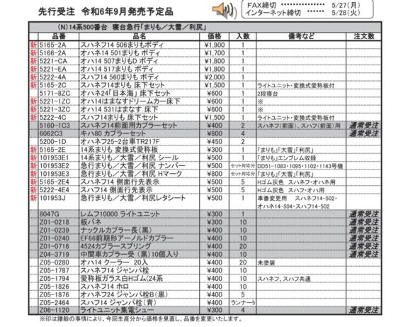 （N）14系500番台　寝台急行「まりも／大雪／利尻」