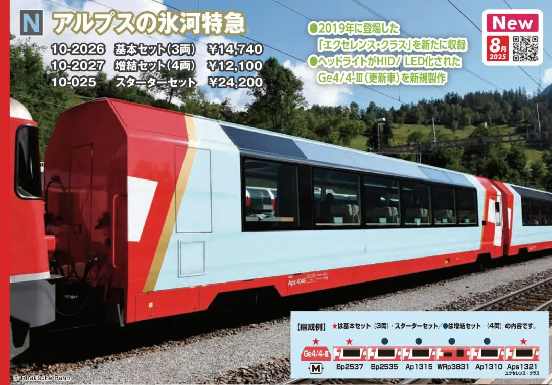 KATO アルプスの氷河特急 増結セット(4両)　2025年8月発売予定　品番：10-2027 KATO鉄道模型