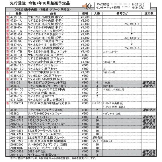 KATO 2025年10月発売予定のAssyパーツ 独り言 | NGaugeJP - 横濱