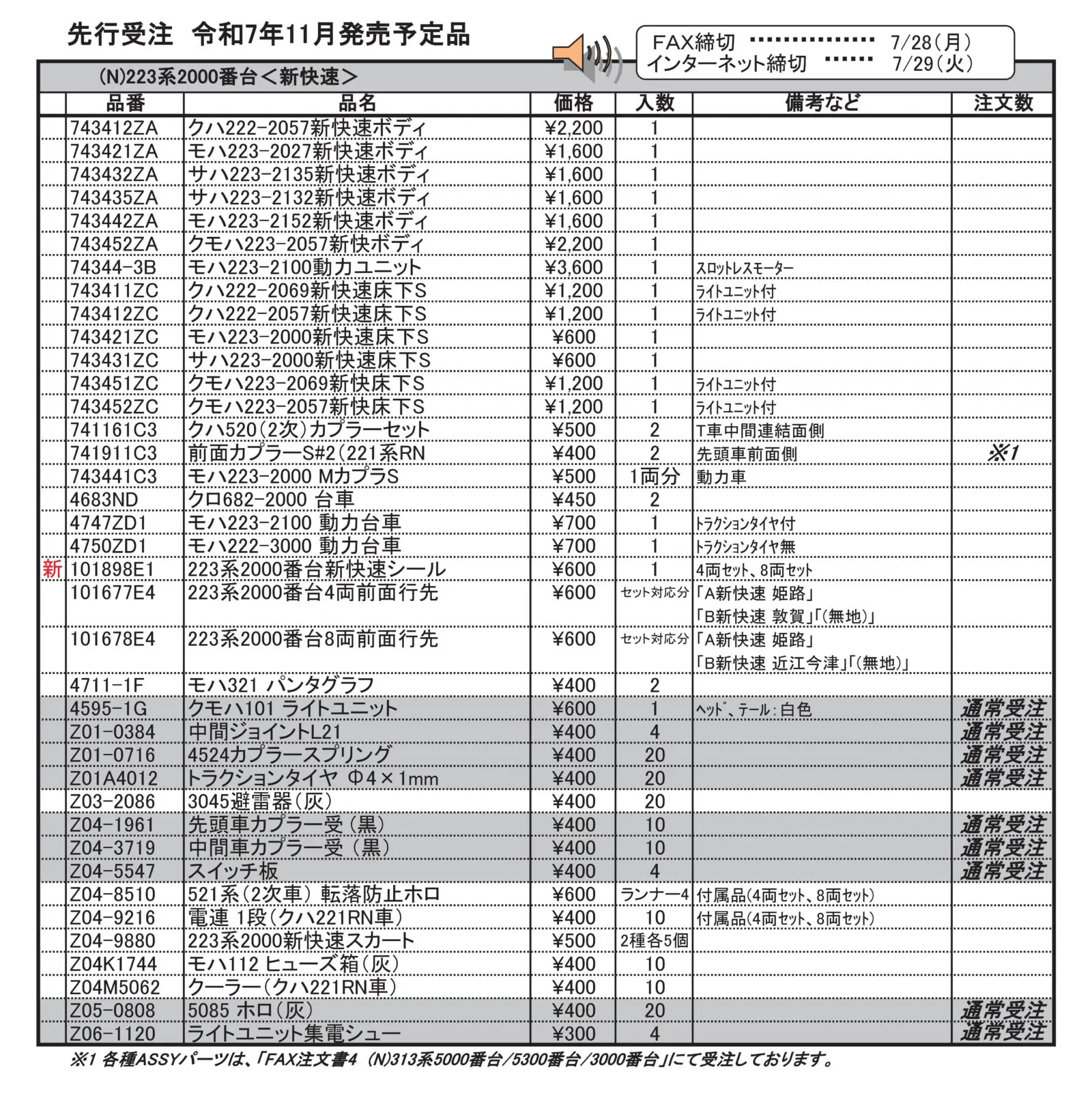 223系2000番台 新快速 4両セット 品番：10-1898 鉄道模型 KATO(カトー