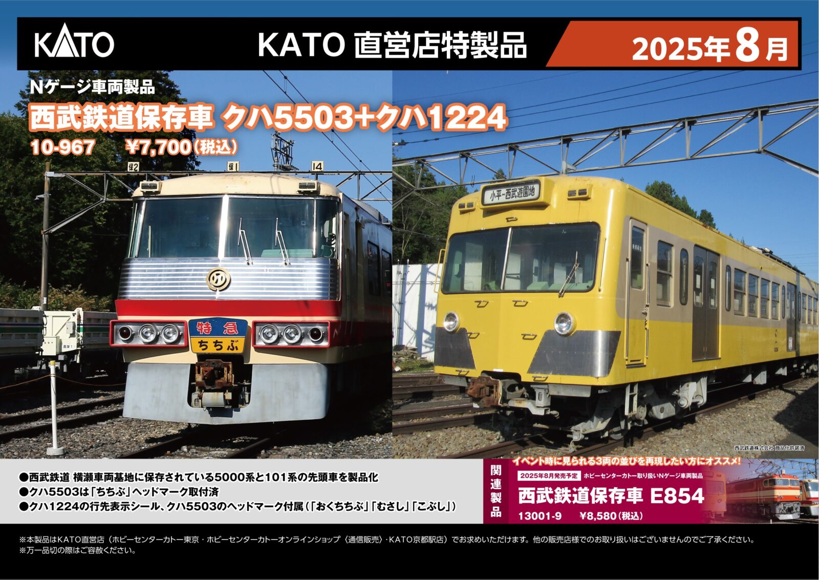 ホビーセンターカトー 10-967 西武鉄道保存車 クハ5503+クハ1224 2両セット ホビーセンターカトー Nゲージ鉄道模型 KATO直営店限定