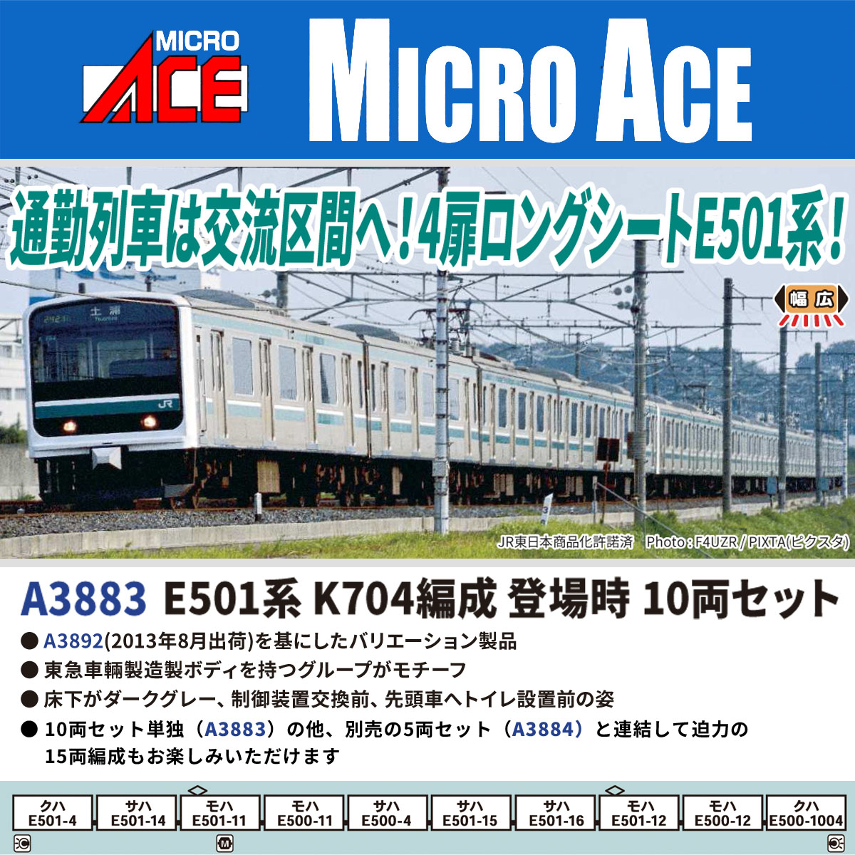 E501系K704編成 登場時10両セット 2026年3月発売予定 A3883 MICROACE