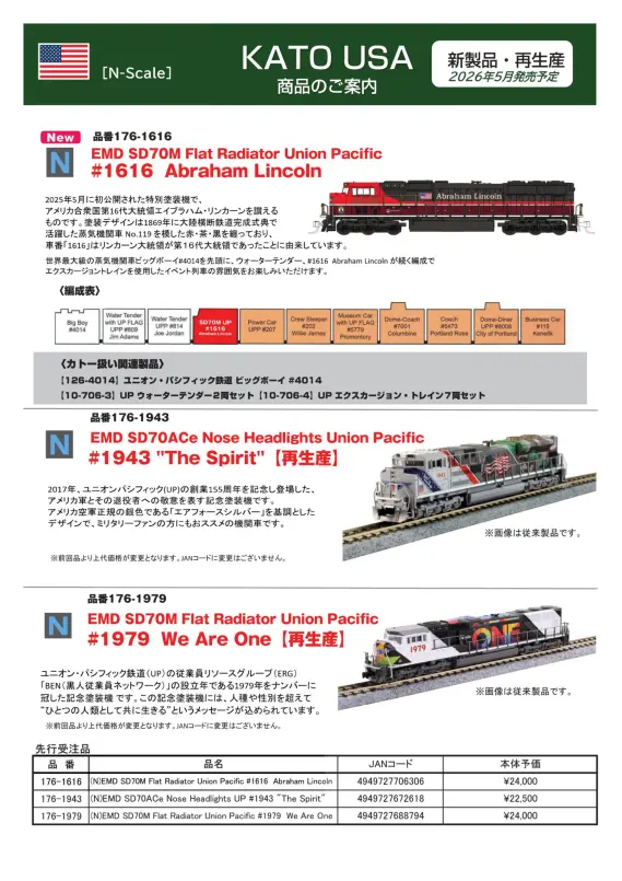 ホビーセンターカトー】新製品発売情報公開 2026年3月～5月発売予定
