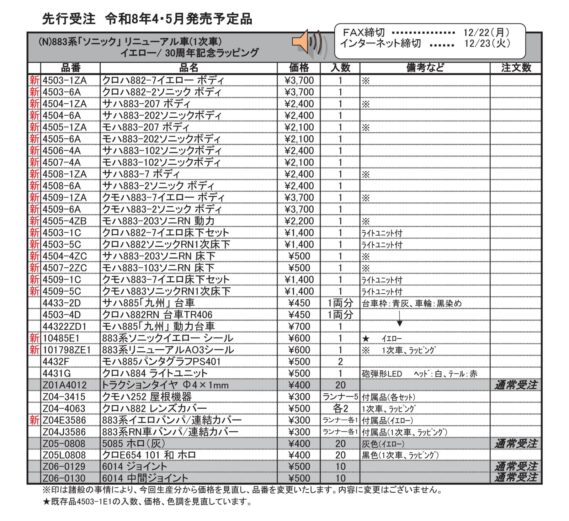(N)883系「ソニック」 リニューアル車(1次車)イエロー/ 30周年記念ラッピング (N)883系「ソニック」 リニューアル車(1次車)イエロー/ 30周年記念ラッピング