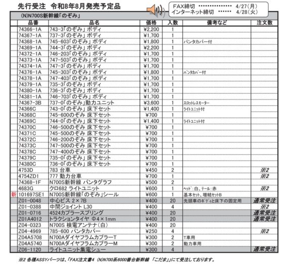(N)N700S新幹線「のぞみ」