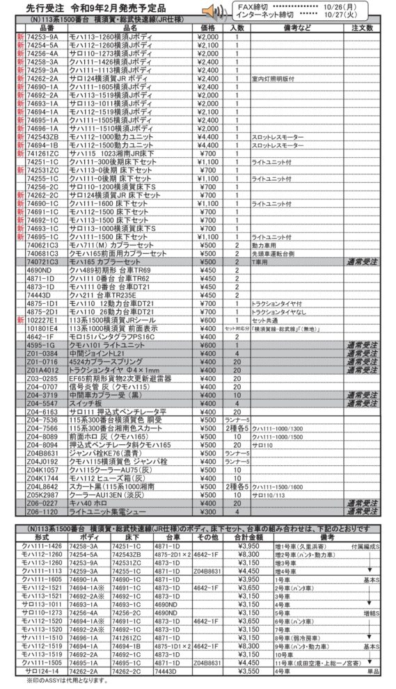 (N)113系1500番台 横須賀・総武快速線(JR仕様)