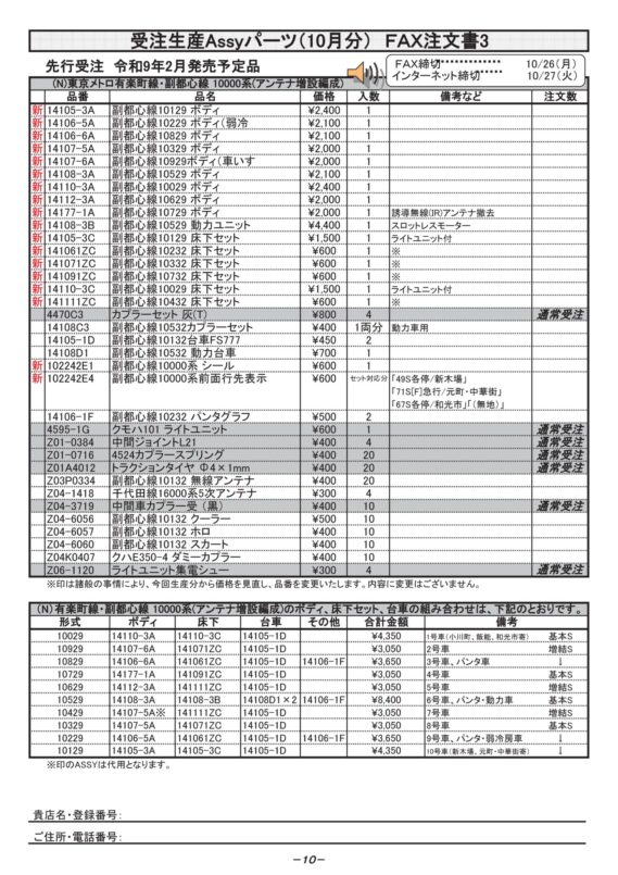 (N)東京メトロ有楽町線・副都心線 10000系(アンテナ増設編成)
